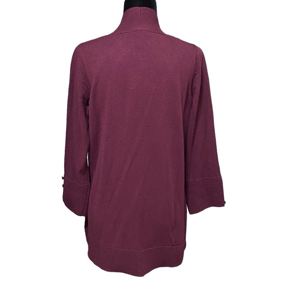 Evolution by Cyrus Burgundy Open Cardigan Button Sleeve NWT Size Medium - Picture 4 of 8